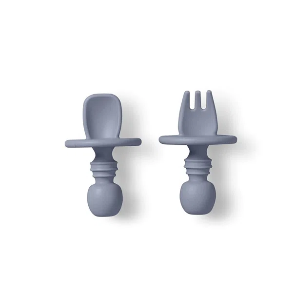 Κουτάλι + Πιρούνι (Σετ) Saro Anti-Choking Blue/Grey 17475