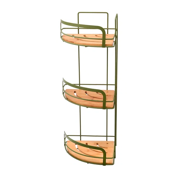 Γωνιακή Ραφιέρα Μπάνιου Τριπλή (19.5x19.5x49) Estia Bamboo Essentials Olive 02-14865