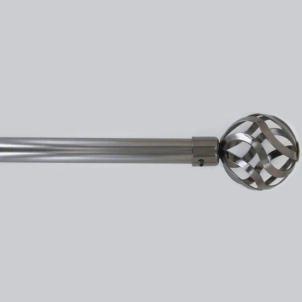 Κουρτινόξυλο Φ28mm Μονό Επεκτεινόμενο 120-210cm Με Άκρα L-N Florence Graphite 7620120991
