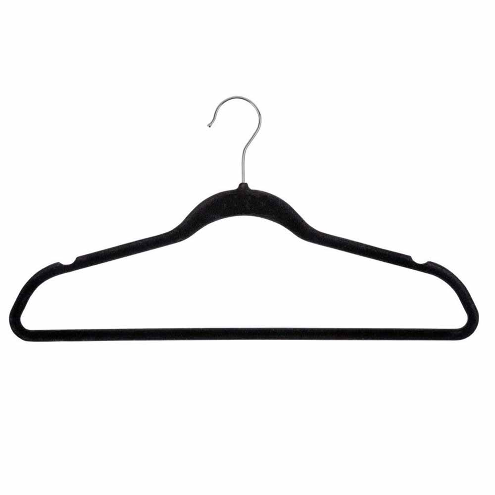 Κρεμάστρες Ρούχων (Σετ 5τμχ) Wenko Flocked Black 64100100