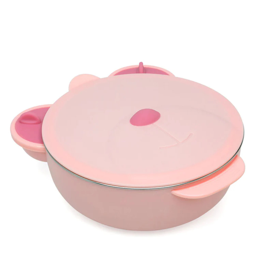 Φαγητοδοχείο Με Χωρίσματα 450ml (16x8x19) Kiokids Pink Bear 3537