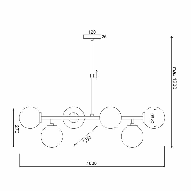 Φωτιστικό Οροφής Πολύφωτο Aca Thetis V360506P Brass Φωτιστικά Κρεμαστά Τραπεζαρίας Spitishop