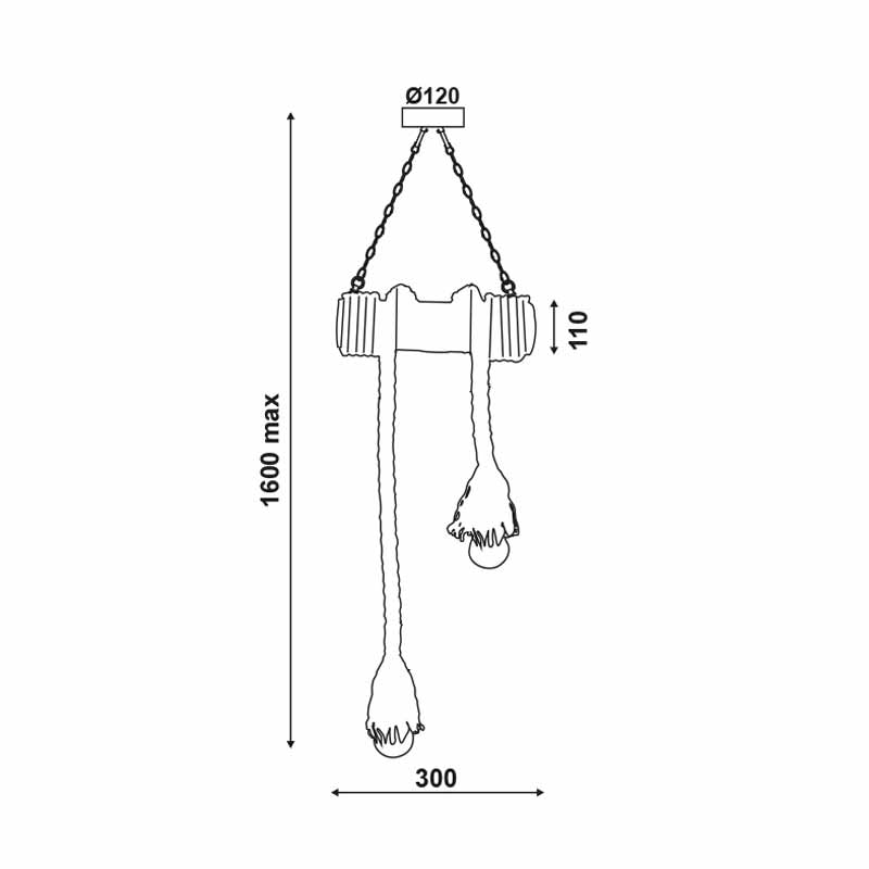 Φωτιστικό Οροφής Δίφωτο Aca Merlin 932302Bbr Bamboo Rope Φωτιστικά Κρεμαστά Spitishop