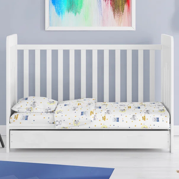 Σεντόνι Κούνιας Με Λάστιχο (70x140+15) Dimcol Sweet Dreams 554 White - Sky Blue