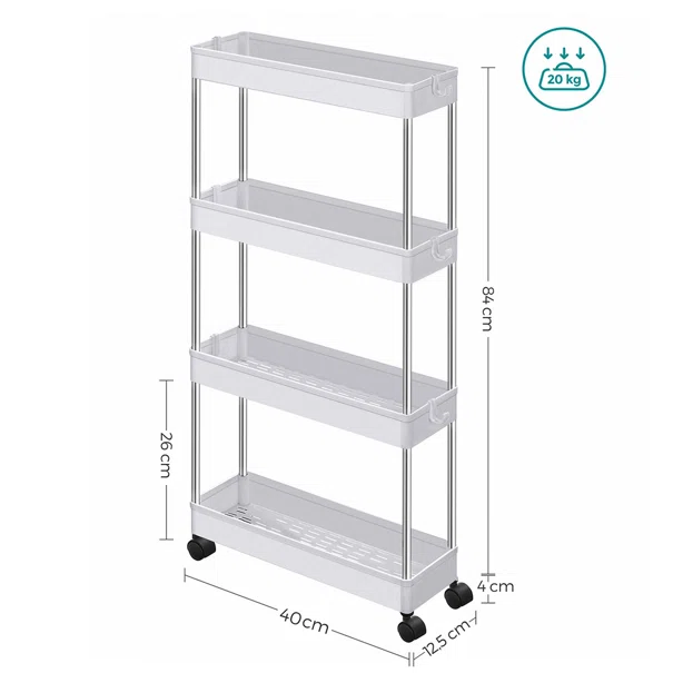 Τρόλεϊ/Ραφιέρα 4 Θέσεων (40x12.5x88) Songmics KSC08WT