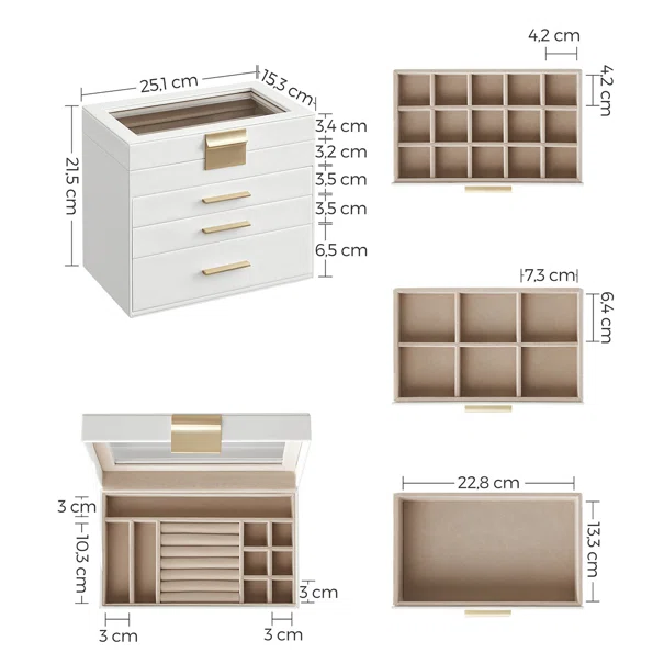 Μπιζουτιέρα Κουτί Με Συρτάρια (25.1x15.3x21.5) Songmics JBC161W01