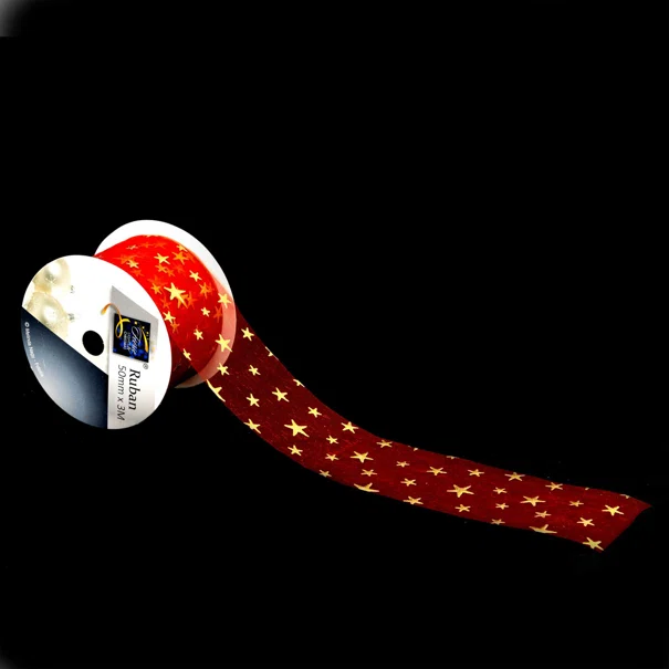 Χριστουγεννιάτικη Κορδέλα (300x5) A-S Red/Gold Stars 169533