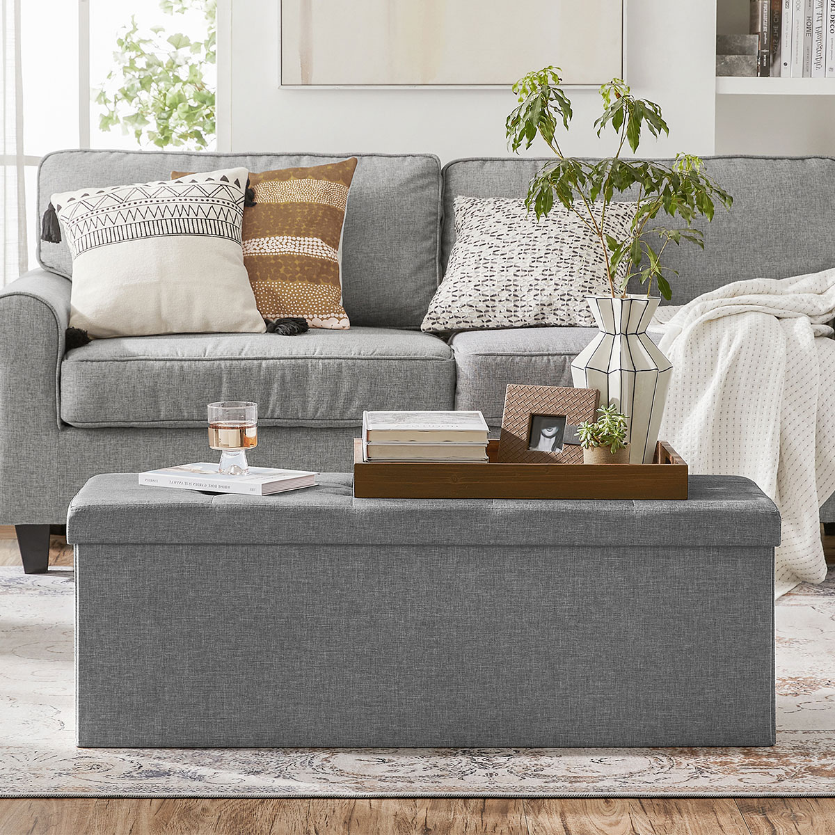 Ταμπουρέ Με Αποθηκευτικό Χώρο (110x38x38) Songmics LSF77GV2