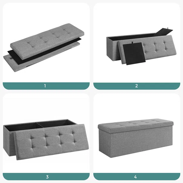 Ταμπουρέ Με Αποθηκευτικό Χώρο (110x38x38) Songmics LSF77GV2