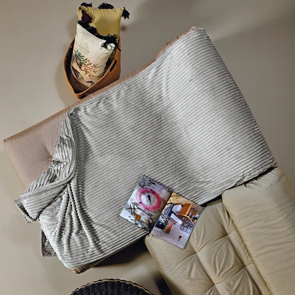 Ριχτάρι Καναπέ Τριθέσιου Fleece (180x280) Kentia Versus Sergio 22 Light Grey