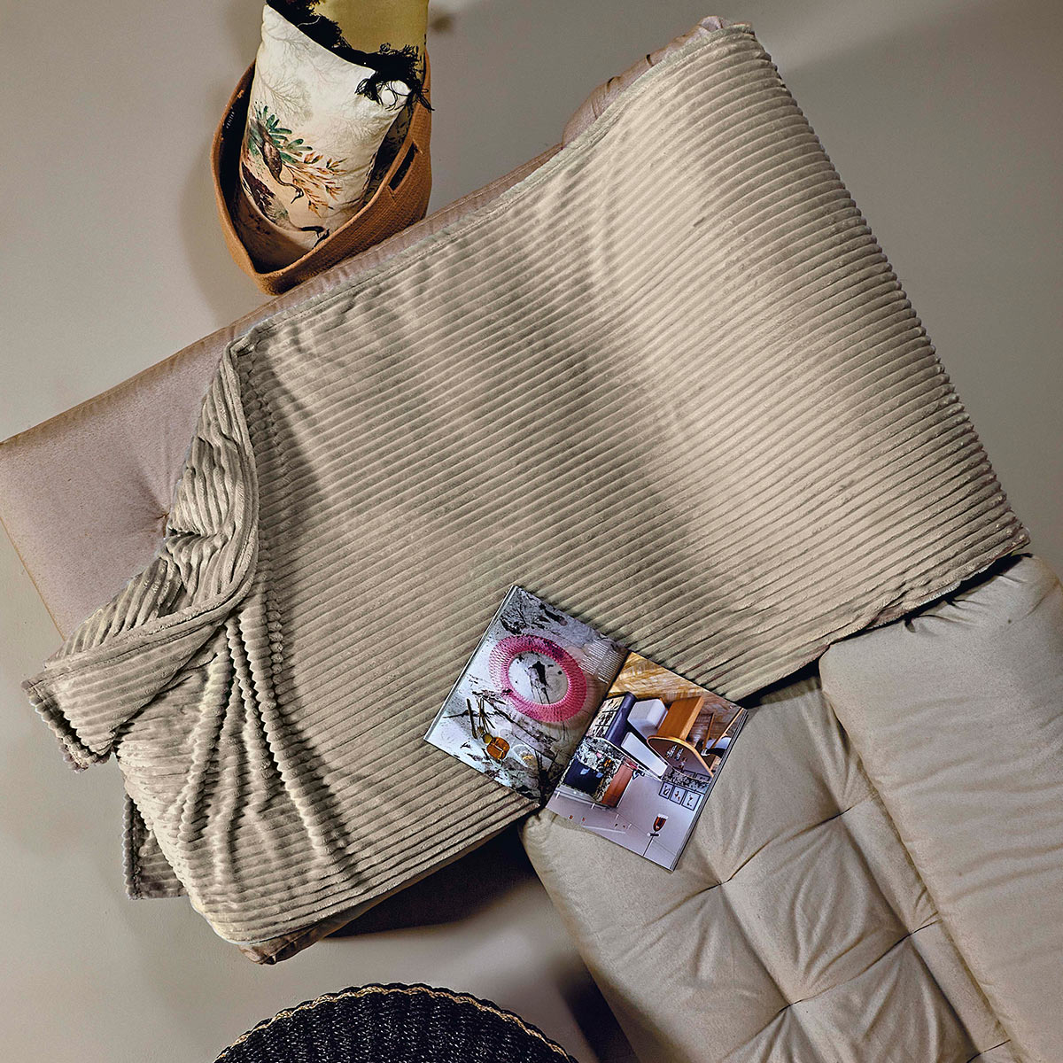 Ριχτάρι Καναπέ Τριθέσιου Fleece (180x280) Kentia Versus Sergio 26 Ecru