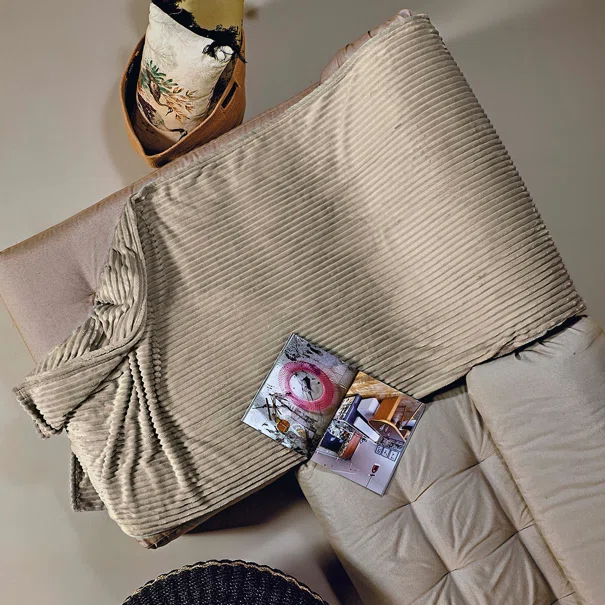 Ριχτάρι Καναπέ Τριθέσιου Fleece (180x280) Kentia Versus Sergio 26 Ecru
