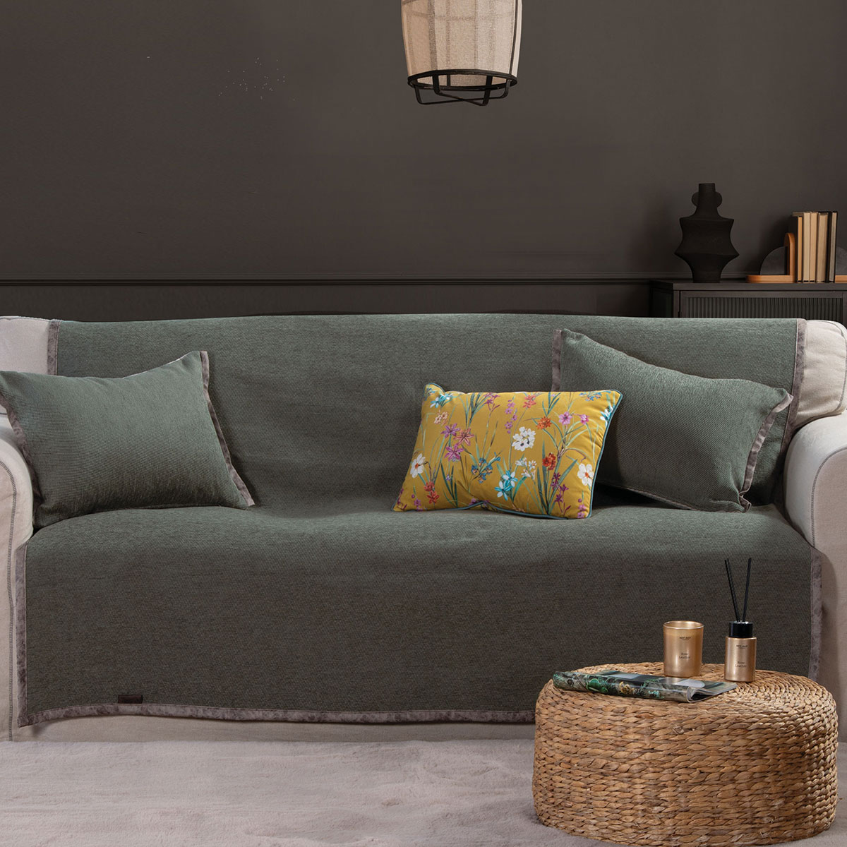 Ριχτάρι Καναπέ Τριθέσιου 2 Όψεων (180x300) Nef-Nef Homeware Tanger New F.Green/Ecru