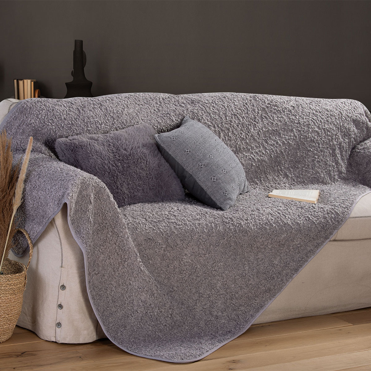 Ριχτάρι Καναπέ Διθέσιου Μπουκλέ (180x250) Nef-Nef Homeware Vanjel Grey