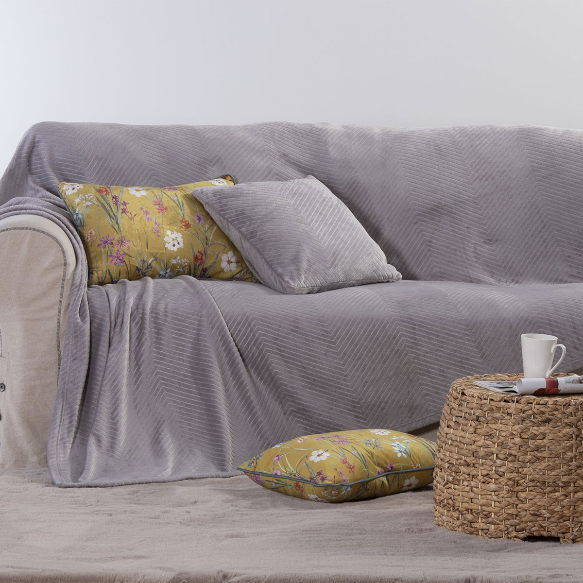Διακοσμητικό Ριχτάρι Fleece/Κουβέρτα Καναπέ (130x180) Nef-Nef Homeware Dakari Grey