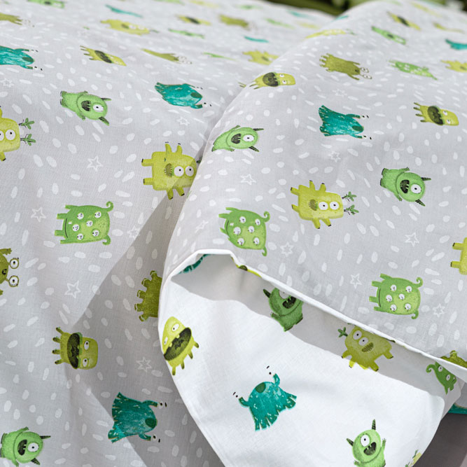 Παπλωματοθήκη Μονή (Σετ 165x225) 2 Όψεων Saint Clair Monsters Lime