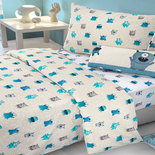 Παπλωματοθήκη Μονή (Σετ 165x225) 2 Όψεων Saint Clair Monsters Blue