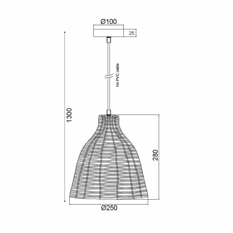 Φωτιστικό Οροφής Μονόφωτο Aca Oia Ks182026P Natural Φωτιστικά Κρεμαστά Spitishop