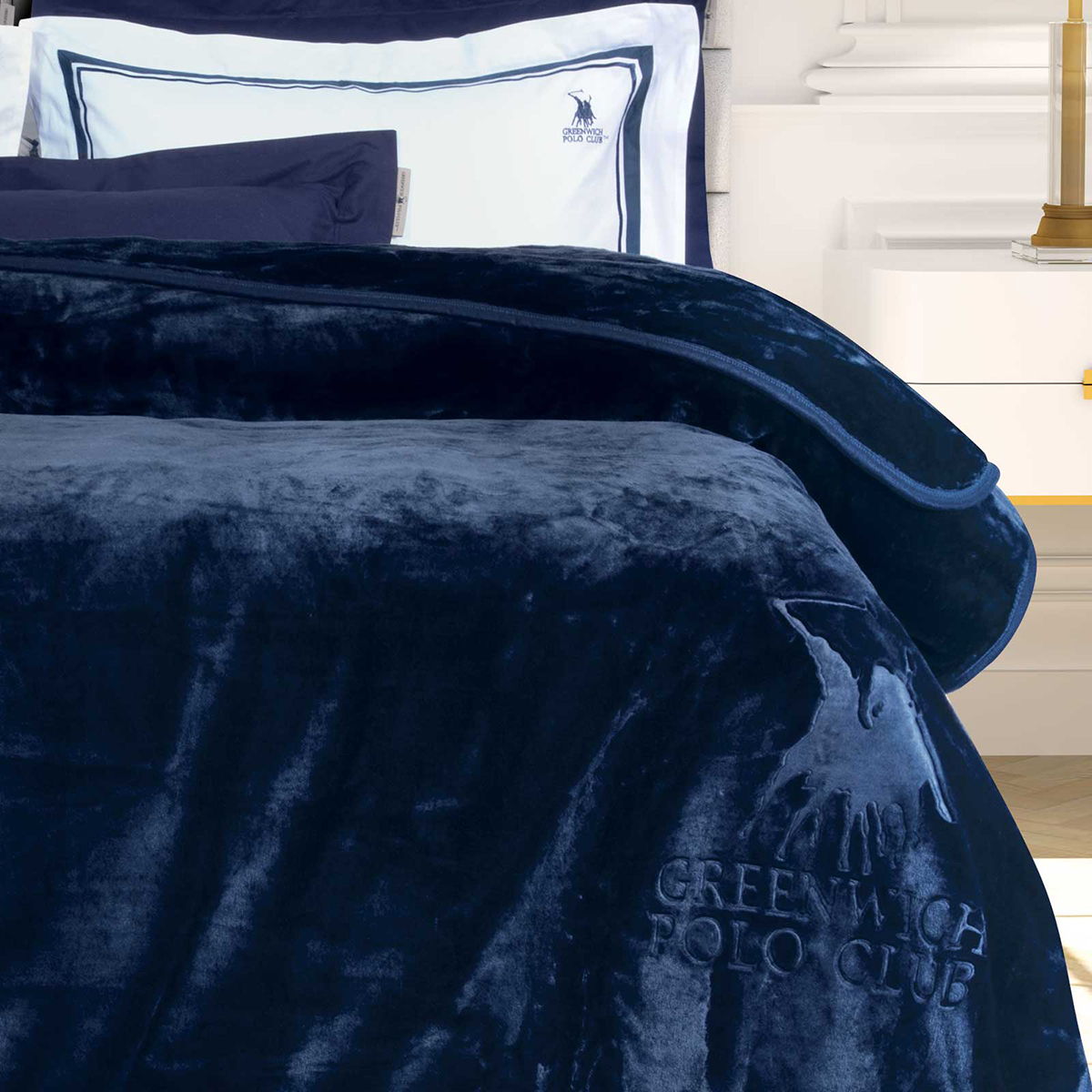 Κουβέρτα Βελουτέ Υπέρδιπλη (220x240) Greenwich Polo Club Essential 3439 Blue