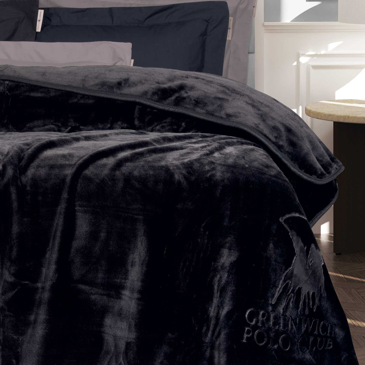 Κουβέρτα Βελουτέ Μονή (160x240) Greenwich Polo Club Essential 3440 Black