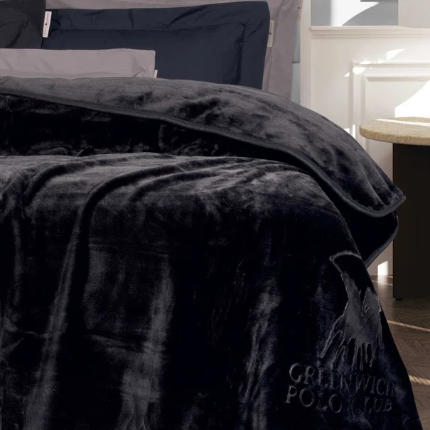 Κουβέρτα Βελουτέ Υπέρδιπλη (220x240) Greenwich Polo Club Essential 3440 Black