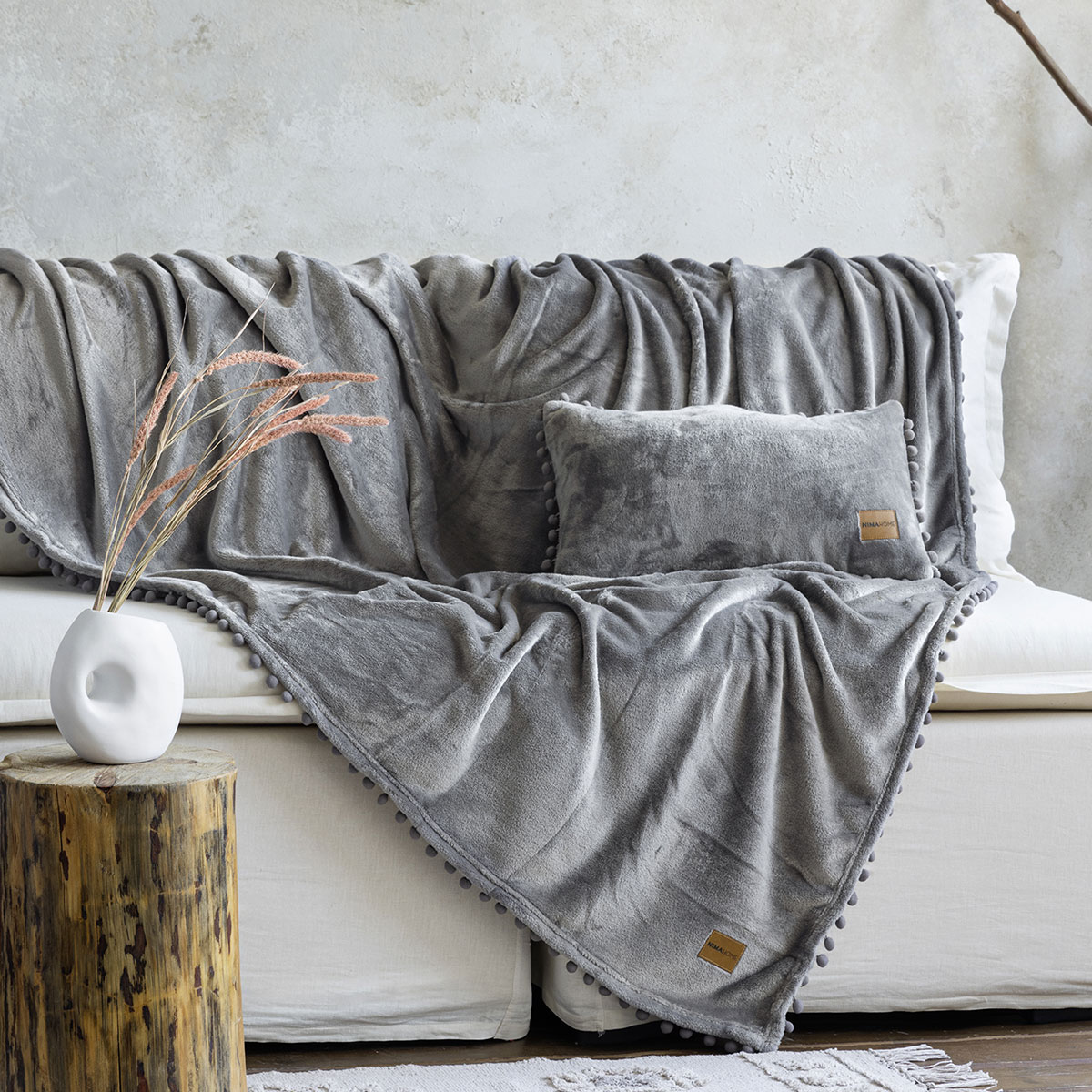 Ριχτάρι Καναπέ Τριθέσιου Fleece (180x300) Nima Macia Grey