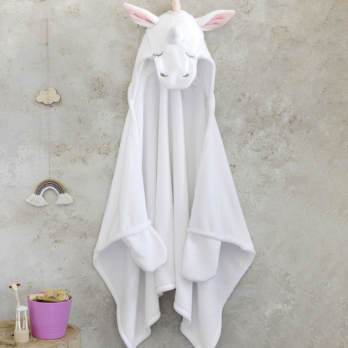 Παιδική Κάπα Fleece Με Κουκούλα (70x120) Nima Licorne