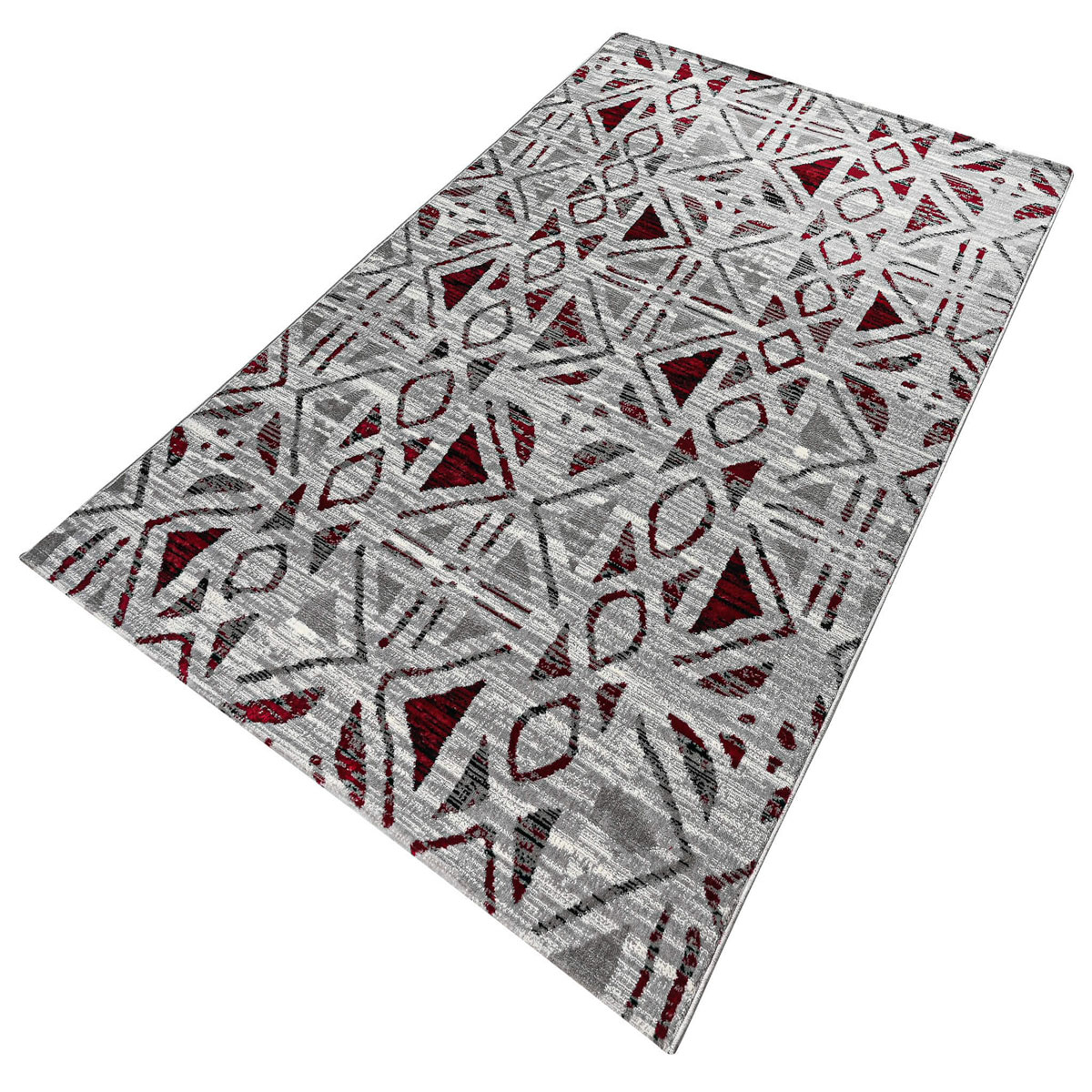 Χαλί (200X290) Polcarpet Estia 215 Grey Red Χαλιά Σαλονιού Χειμερινά Boho Spitishop