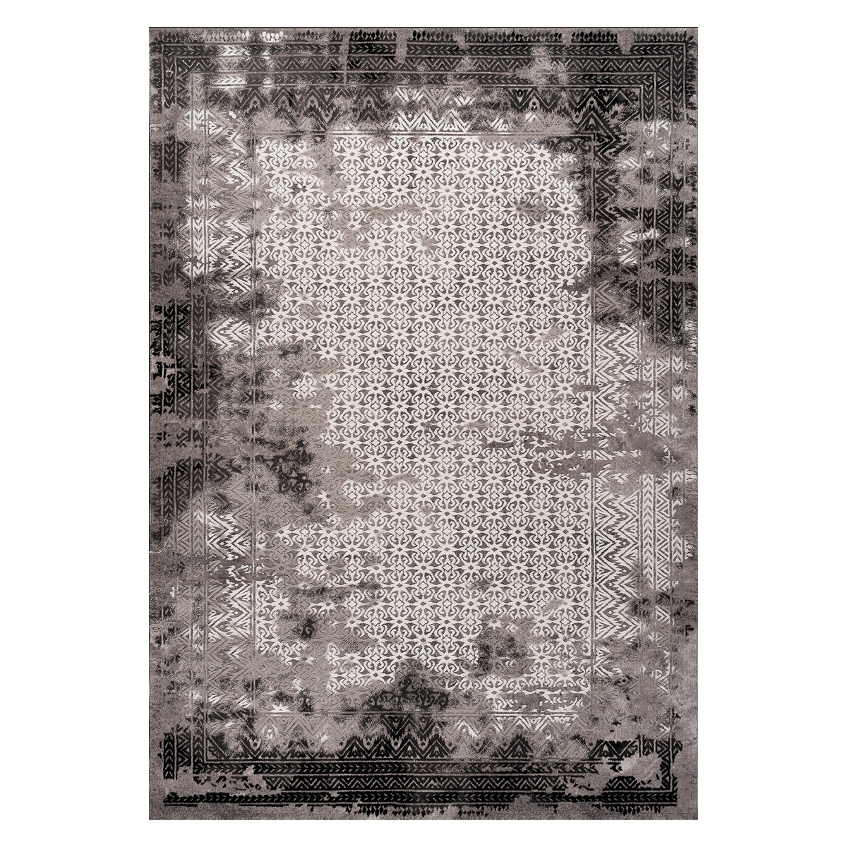 Χαλί (160X230) Polcarpet Damask 9362 Grey Black Χαλιά Σαλονιού Χειμερινά Spitishop