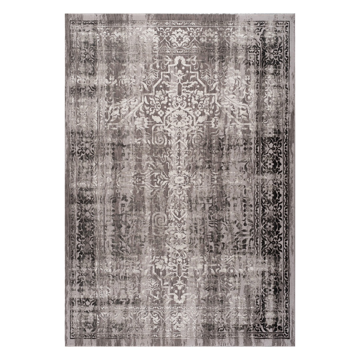 Χαλί (160X230) Polcarpet Damask 9372 Grey Black Χαλιά Σαλονιού Χειμερινά Spitishop
