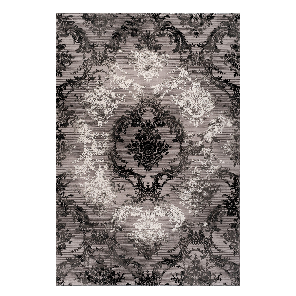 Χαλί (160X230) Polcarpet Damask 9374 Grey Black Χαλιά Σαλονιού Χειμερινά Κλασικά Spitishop