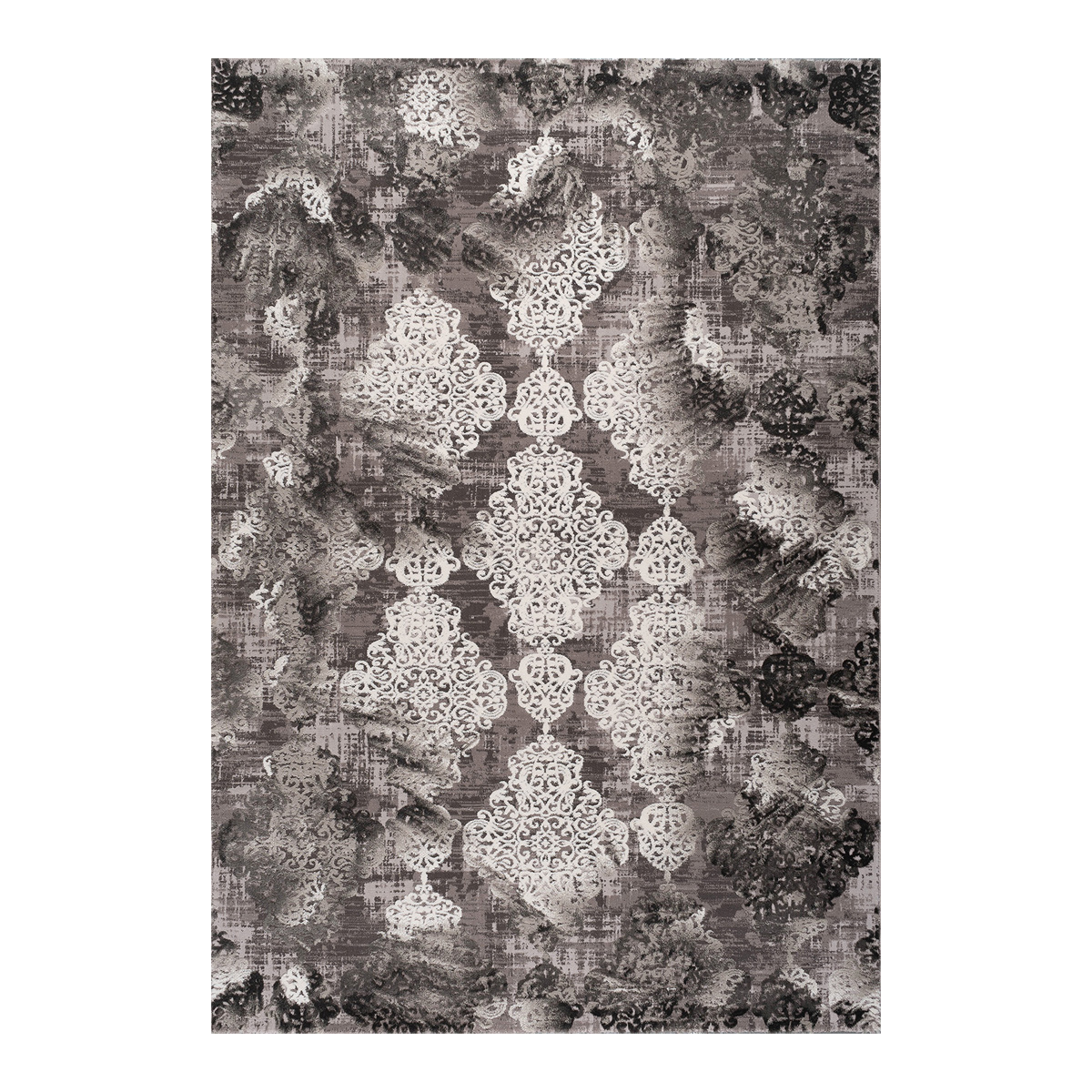 Χαλί (200X290) Polcarpet Damask 9377 Grey Black Χαλιά Σαλονιού Χειμερινά Spitishop