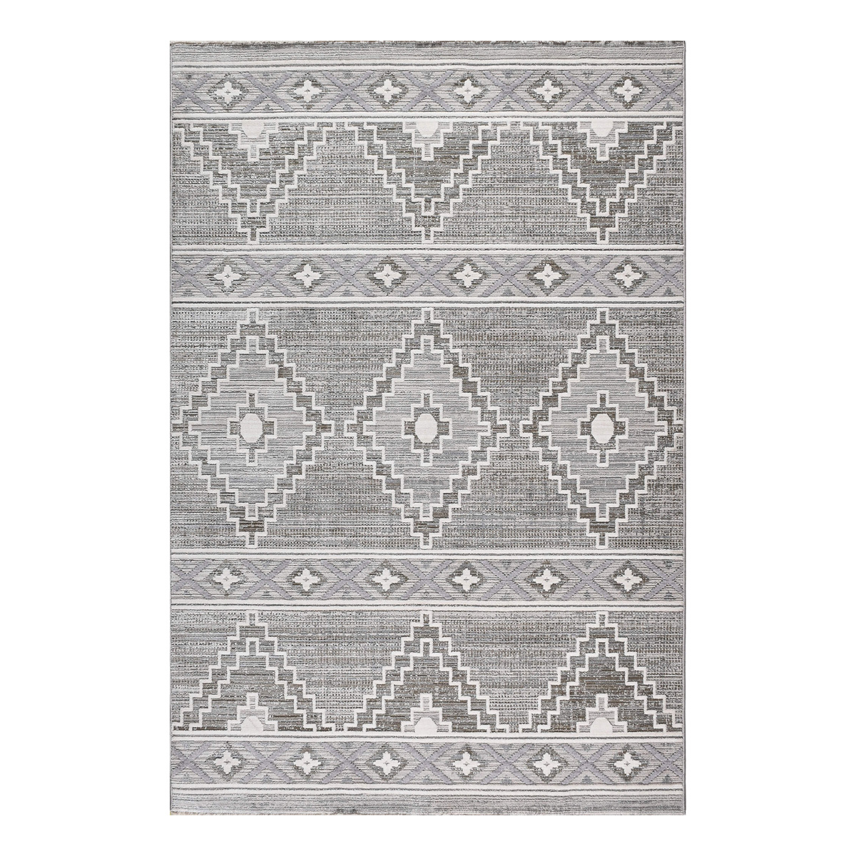 Χαλί (200X290) Polcarpet Havana Aztec 584 White Grey Χαλιά Σαλονιού Χειμερινά Boho Spitishop
