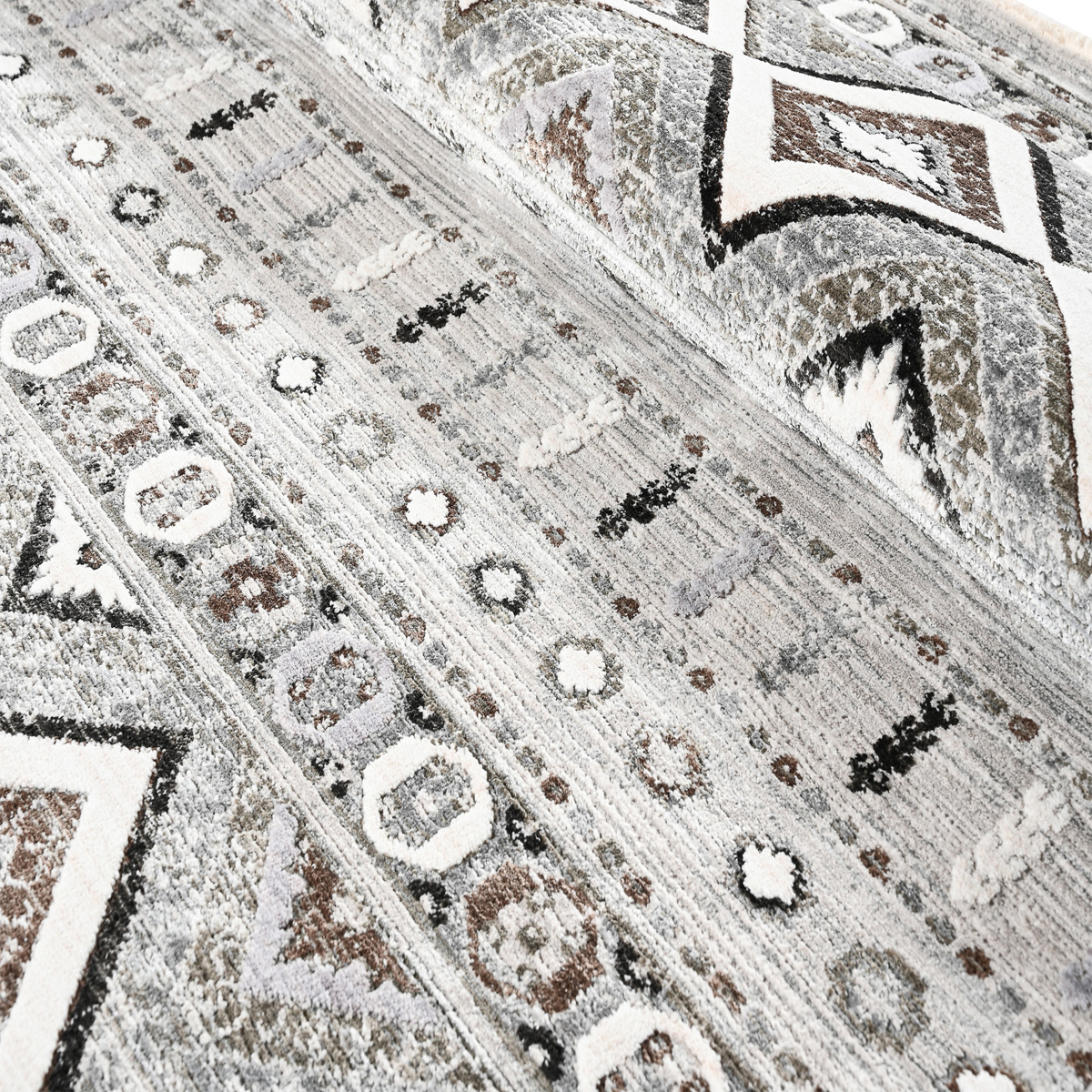 Χαλί (165X240) Polcarpet Havana Aztec 619 Grey Χαλιά Σαλονιού Χειμερινά Boho Spitishop
