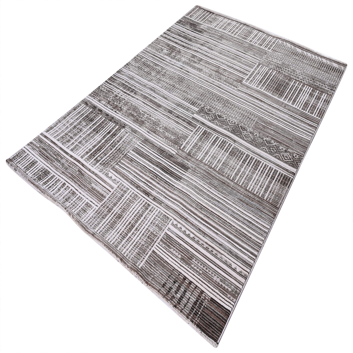Χαλί (133X195) Polcarpet Havana Aztec 793 Grey White Χαλιά Σαλονιού Χειμερινά Boho Spitishop