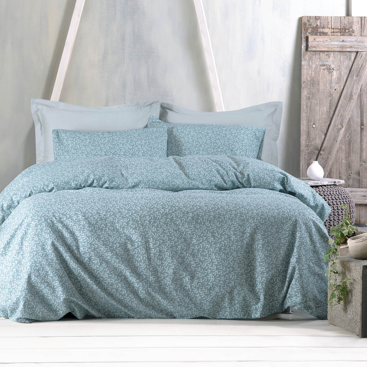 Φανελένια Παπλωματοθήκη Μονή (Σετ 160x240) Rythmos Flannel Melrose Green
