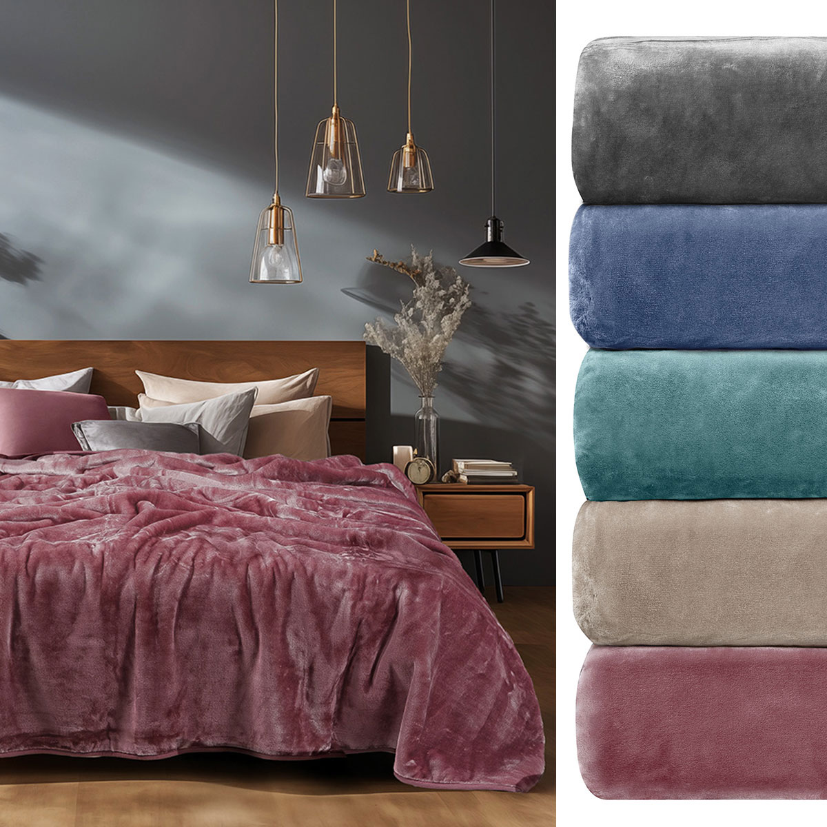 Κουβέρτα Βελουτέ Υπέρδιπλη (220x240) AdamHome 700 Grey