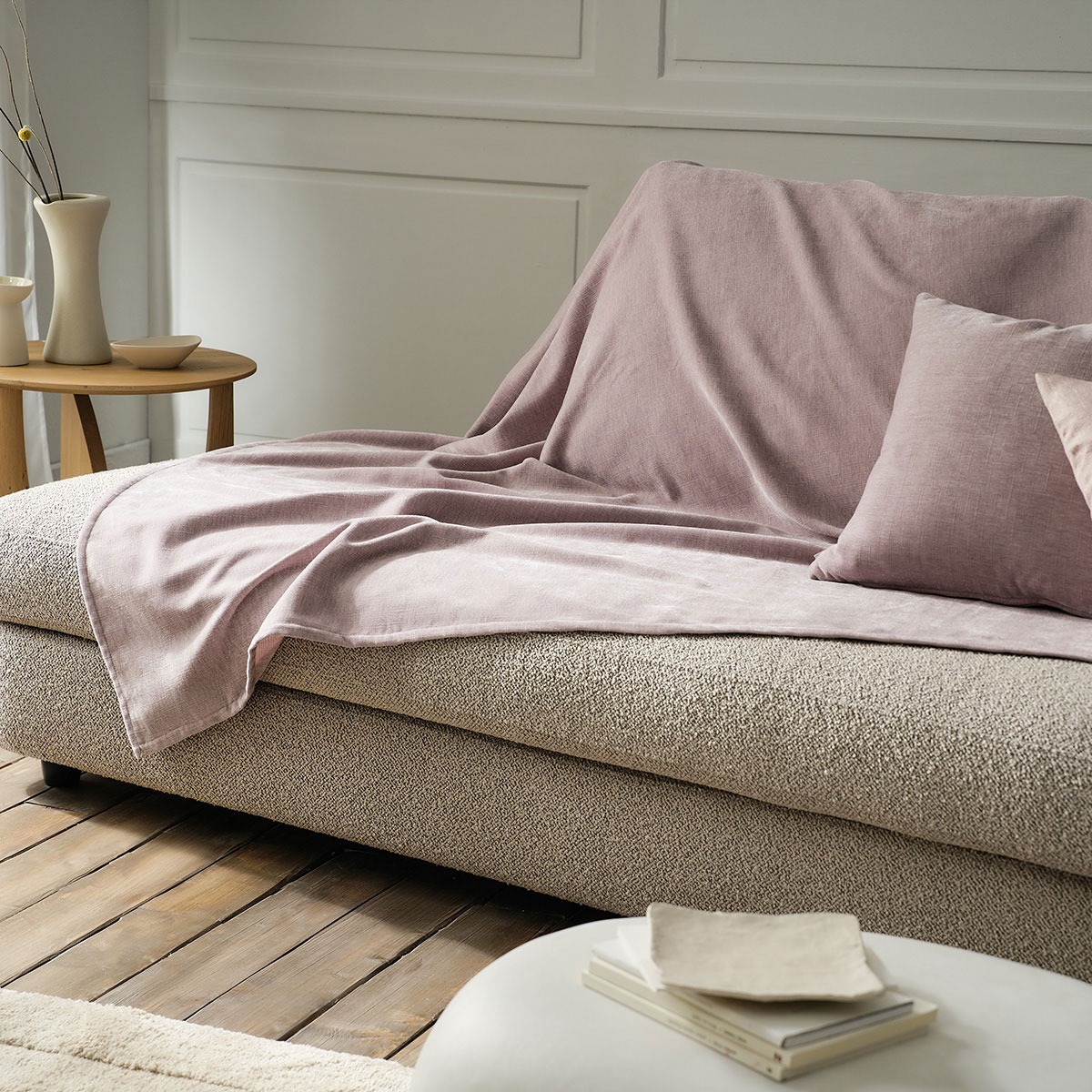 Ριχτάρι Καναπέ Τριθέσιου Βελουτέ (180x310) Gofis Home Luna Grey Mauve 427/19