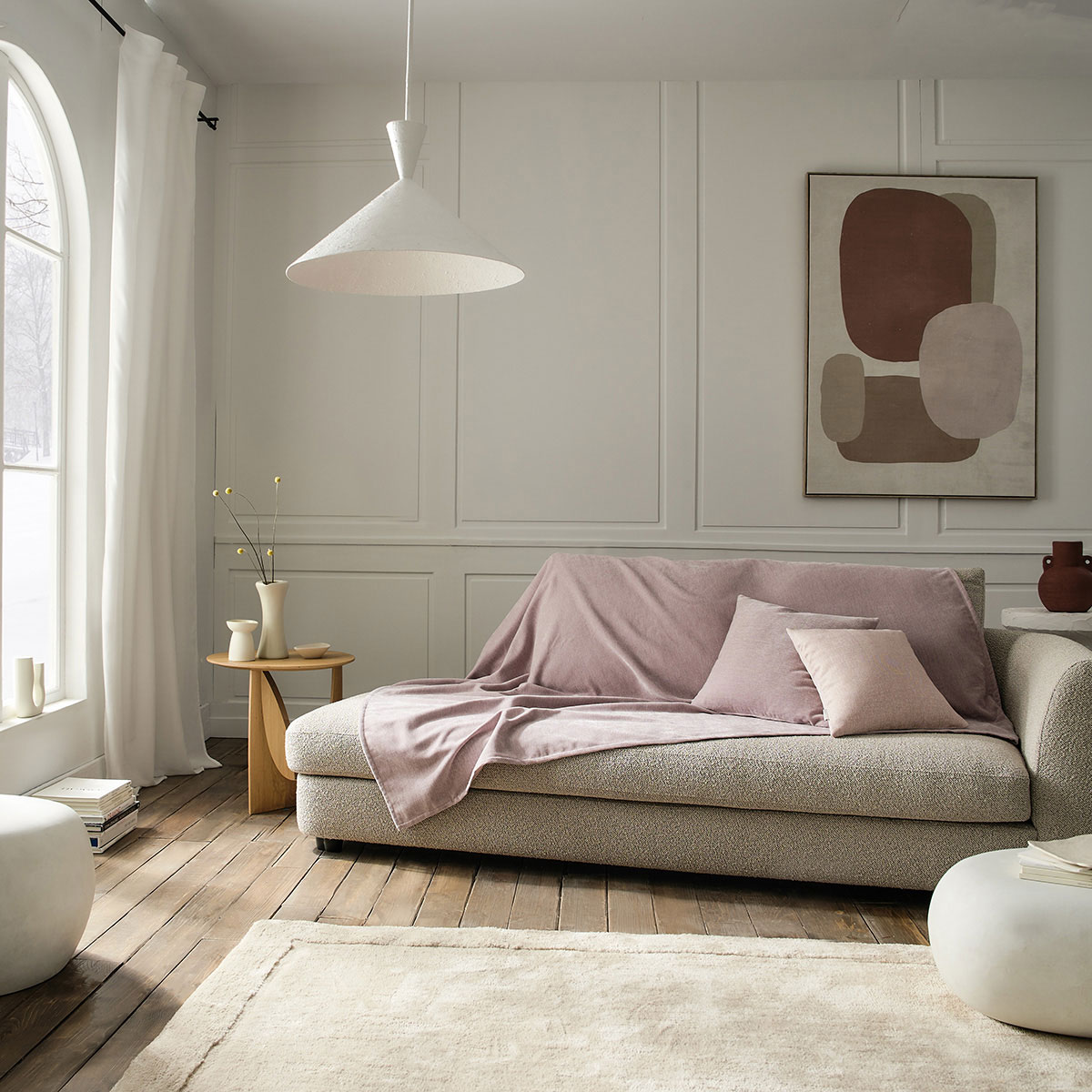 Ριχτάρι Καναπέ Τριθέσιου Βελουτέ (180x310) Gofis Home Luna Grey Mauve 427/19