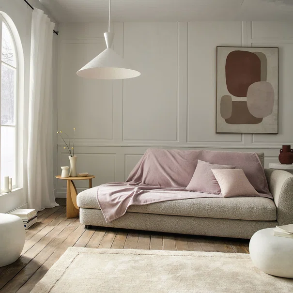 Ριχτάρι Καναπέ Τριθέσιου Βελουτέ (180x310) Gofis Home Luna Grey Mauve 427/19