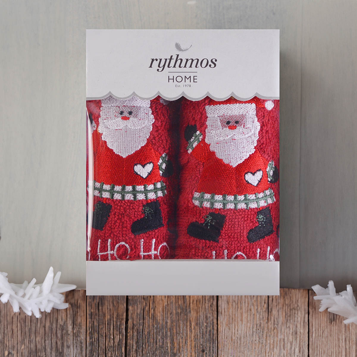 Χριστουγεννιάτικες Πετσέτες (Σετ 2Τμχ) Rythmos Santa Red 500Gsm Χριστουγεννιάτικα Είδη Μπάνιου Spitishop