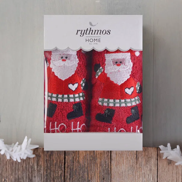 Χριστουγεννιάτικες Πετσέτες (Σετ 2τμχ) Rythmos Santa Red 500gsm