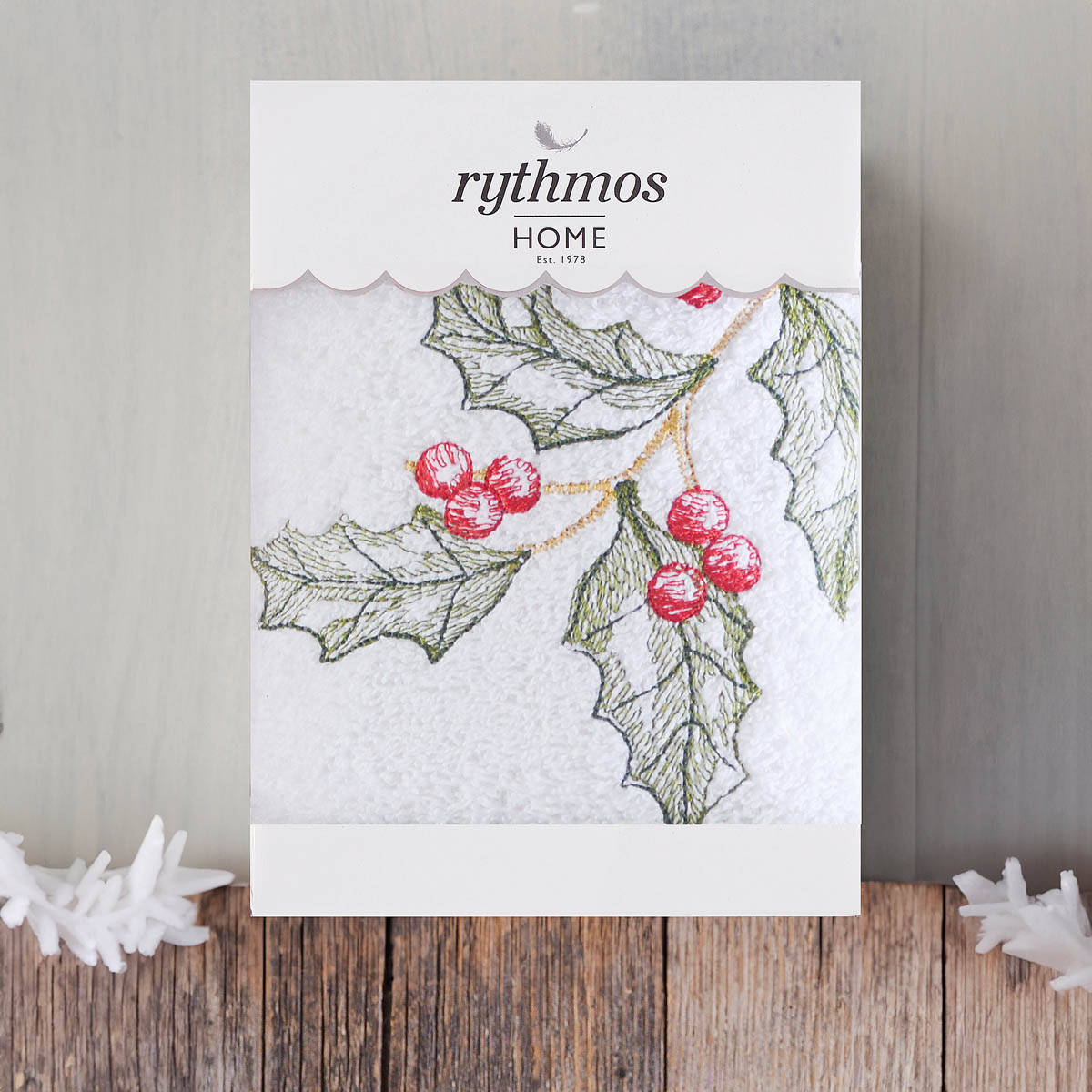 Χριστουγεννιάτικη Πετσέτα Προσώπου (50X90) Rythmos Mistletoe White 500Gsm Προτάσεις Δώρων Χριστουγεννιάτικα Δώρα Spitishop