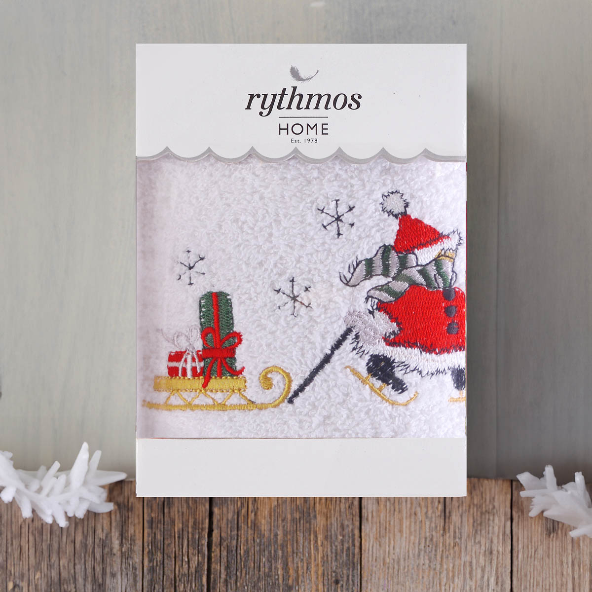 Χριστουγεννιάτικη Πετσέτα Προσώπου (50X90) Rythmos Snowman White 500Gsm Χριστουγεννιάτικα Είδη Μπάνιου Spitishop