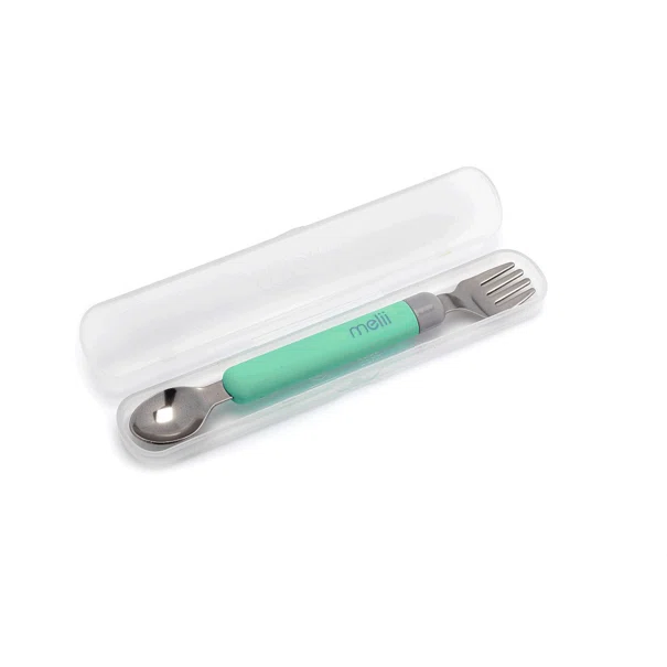 Κουταλοπίρουνο Με Θήκη Melii Spork On the Go Mint/Grey 11250