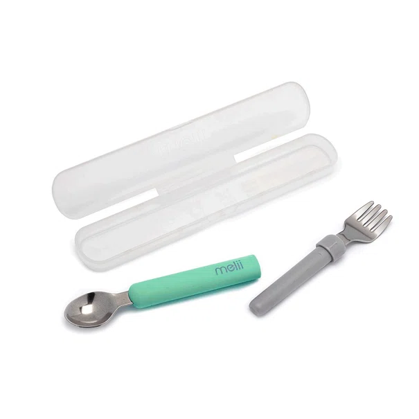 Κουταλοπίρουνο Με Θήκη Melii Spork On the Go Mint/Grey 11250