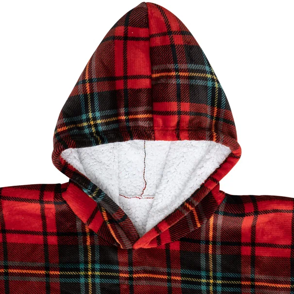 Fleece Φούτερ Με Sherpa A-S Hoodie Tartan Red 181122C