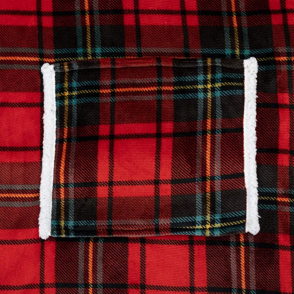 Fleece Φούτερ Με Sherpa A-S Hoodie Tartan Red 181122C