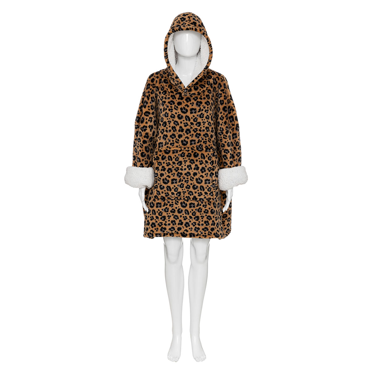 Fleece Φούτερ Με Sherpa A-S Hoodie Leopard 181122D