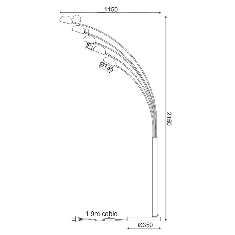 Φωτιστικό Δαπέδου Aca Markella Ml312461Fc Chrome Marble Φωτιστικά Μεταλλικά Spitishop